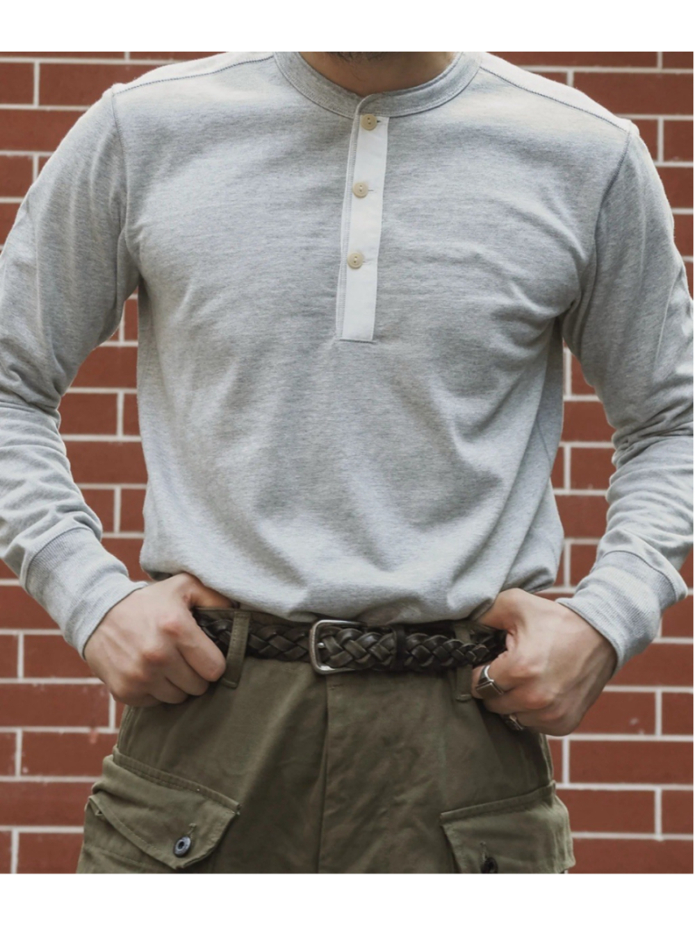 Vintage Long Sleeve Henley Shirt - Gray Bronson Mfg. Co. XL